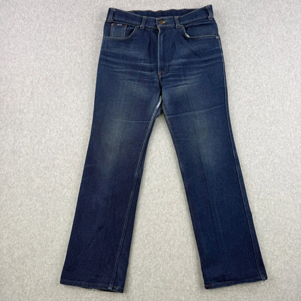 Vintage Levis Jeans Mens Fits 34x30 Blue 70s Orange Tab Talon Zip Distressed USA